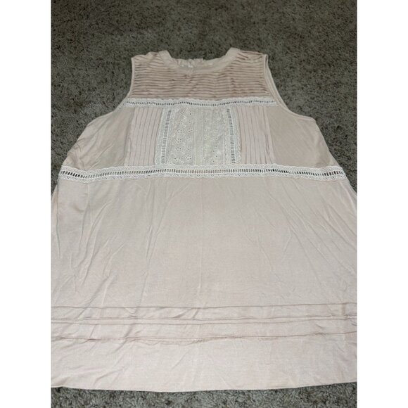 POL Sleeveless Blouse Top Pink Pleats Buttons Flowy Stretch Office Casual Boho M - Picture 5 of 8